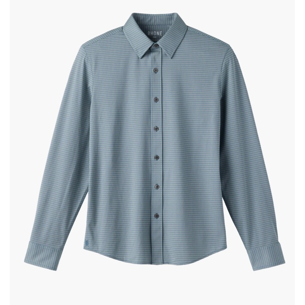 Rhone Commuter Shirt Mens XL Slim Fit Blue Gingham Performance Button Down